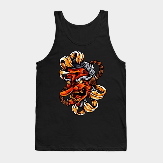 Japanese Tengu Mask Tank Top by andhiika